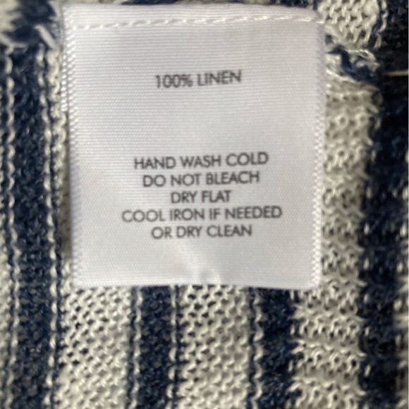 White + Warren Linen Crew Knotted Tunic Sweater Top Striped NWOT - Picture 6 of 7